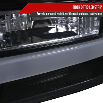 2011-2016 F-250/350/450/550 LED C-Bar Projector Headlights Glossy Black/Smoke