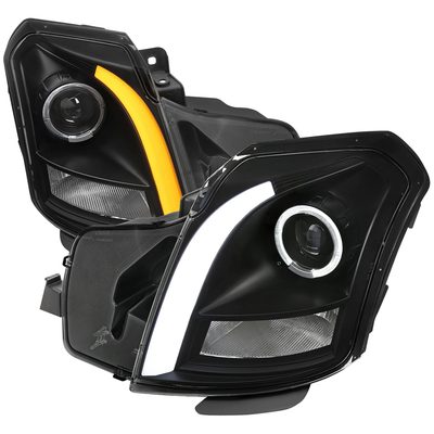 2003-2007 Cadillac CTS Halo LED Turn Signal Projector Headlights Black