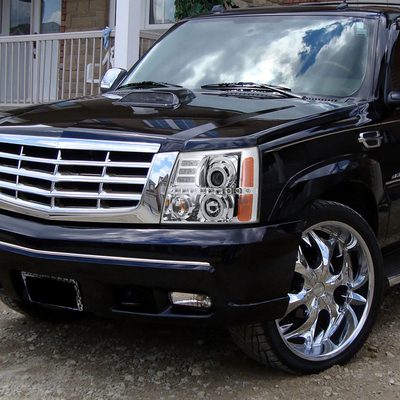 2002-2006 Cadillac Escalade Dual Halo Projector Headlights LED Light Chrome