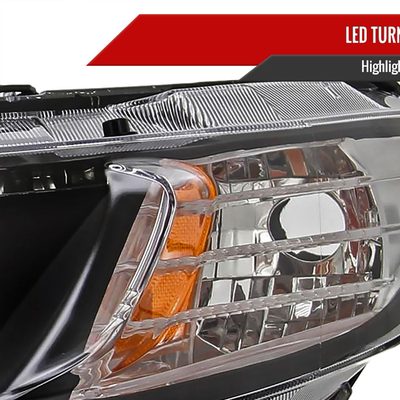 2006-2011 Honda Civic Sedan Projector Headlights R8 LED Light Strip Matt Black