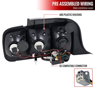 2005-2009 Ford Mustang Sequential LED Tail Lights Chrome Housing/Red Lens