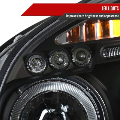 2005-2009 Hyundai Tucson Single Halo Projector Headlights Matte Black/Clear