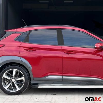 2018-2023 Hyundai Kona Window B Pillar Posts Door Trim Cover Stainless Steel & Foiled