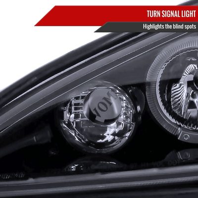 1999-2005 Pontiac Grand AM Dual Halo Projector Headlights Glossy Black/Smoke