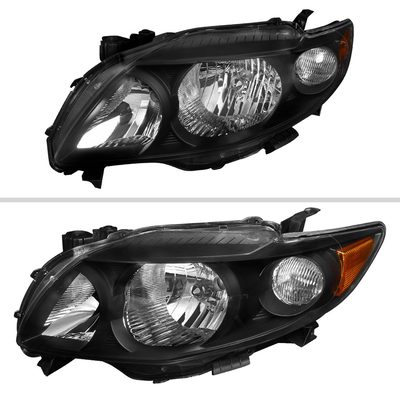 2009-2010 Toyota Corolla Factory Crystal Headlights Amber Reflector Matt Black