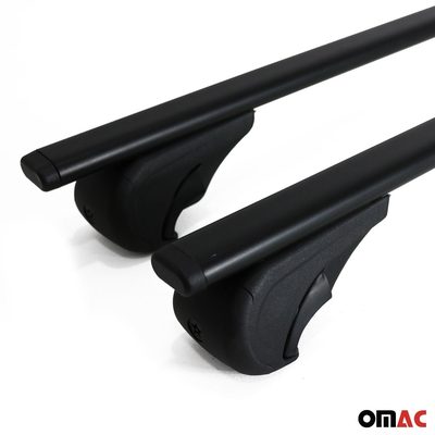 Roof Rack Raised Rail Cross Bars Carrier Lockable 59" 2 Pcs Steel Black