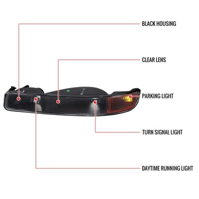 1999-2006 GMC Sierra/ 2000-2006 Yukon/XL Factory Bumper Lights Matt Black