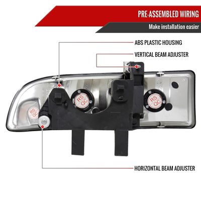 1998-2004 Chevy S10/Blazer Factory Style Headlights Chrome/Smoke Lens