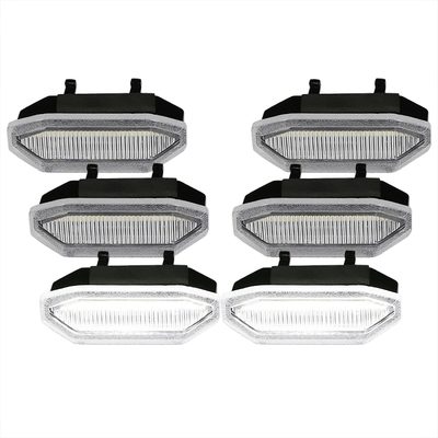 2015-2017 Ford Mustang Front Grille LED Driving Lights - 6PC Chrome/Clear Lens