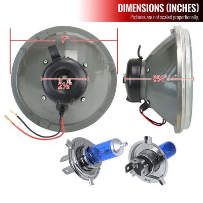 Universal 7" Round H4 Projector Headlights Chrome Housing/Clear Lens