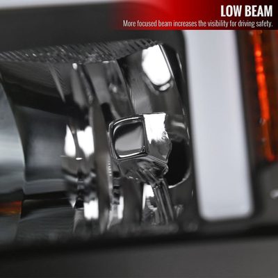 2014-2015 Chevy Silverado 1500 LED Bar Factory Headlights - Black Matt Black