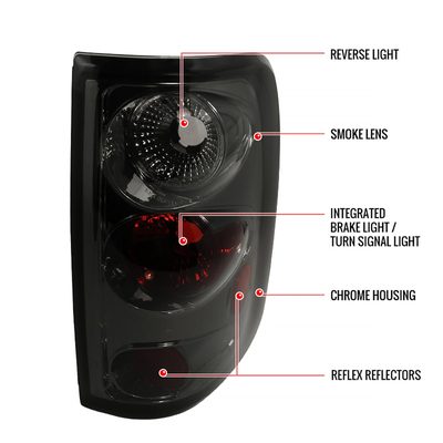 2004-2008 Ford F-150 Styleside Tail Lights Chrome Housing/Smoke Lens