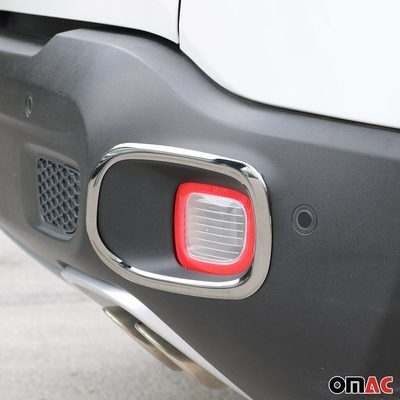 2015-2018 Jeep Renegade Rear Reflector Lamp Rim Frame Silver Steel 2 Pcs