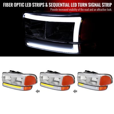 1999-2006 GMC Sierra/Yukon/Yukon XL Headlights&Signal Bumper Lights Chrome