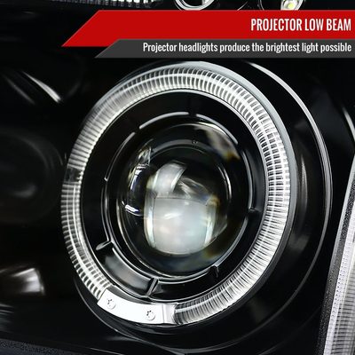 2005-2010 Dodge Charger Dual Halo Projector Headlights Jet Black/Clear Lens
