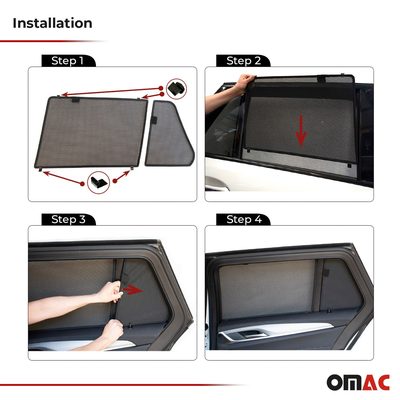 2003-2012 Land Rover Range Rover Side Rear Window Curtain Mesh Black 2Pcs