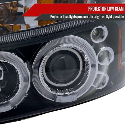1997-2004 Dodge Dakota/ 1998-2003 Durango Dual Halo Projector Headlights Smoke