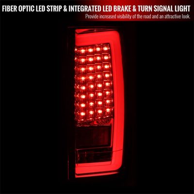 2004-2015 Nissan Titan LED Tail Lights with White LED Tube Chrome/Smoke Lens
