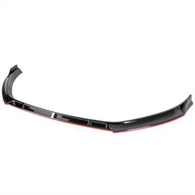 2014-2017 VW Golf Glossy Black/Red Trim 3Pcs Front Bumper Lip Splitter Kit