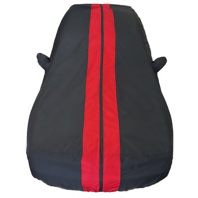 2008-2023 Dodge Challenger Ultraguard Plus Car Cover - 300D Indoor/Outdoor Protection - Black with Red Stripes