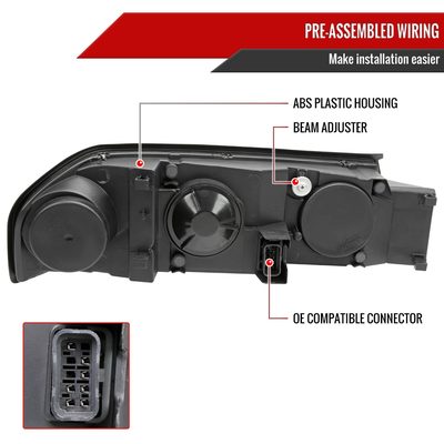2000-2005 Chevy Impala LED Bar Factory Style Headlights Chrome/Clear Lens