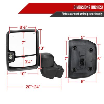 2020-2024 Chevy Silverado /Sierra 2500HD/3500HD Heated Towing Mirrors Smoke