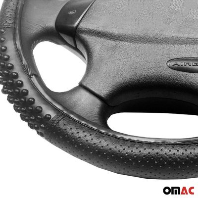 14.5-15.5’’ Steering Wheel Cover Black Leather Anti-slip Breathable