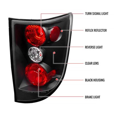2005-2010 Honda Ridgeline Tail Lights Matte Black Housing/Clear Lens