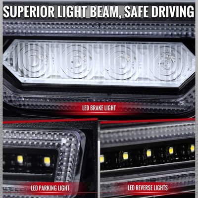 For Toyota GR86 / Subaru BRZ 2022-2024 Rear Bumper Full LED 4th Reverse Tail Brake Light Jet Black Housing Clear Lens
