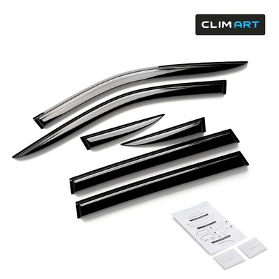 Clim Art Wind Deflectors for Jeep Compass 2017-2026 Tape-On Dark Smoke 6Pcs