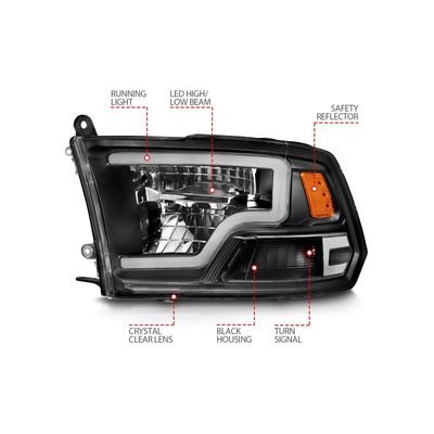 Anzo Black Crystal U-Bar Headlights 111539