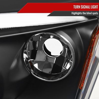 2007-2012 Dodge Caliber Dual Halo Projector Headlights Matte Black/Clear Lens