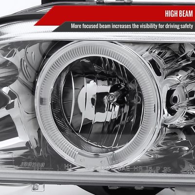 1996-2003 BMW E39 5 Series Dual Halo Projector Headlights Chrome/Clear Lens