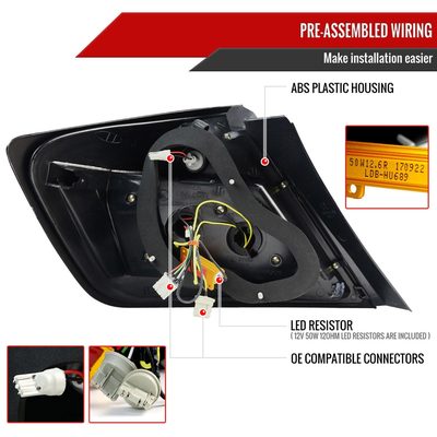 2004-2010 Scion tC V2 LED Tail Lights Matte Black Housing/Clear Lens