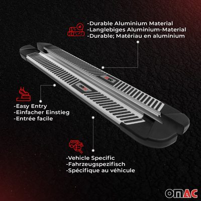 2014-2018 Subaru Forester IV Running Boards Side Steps Silver & Black