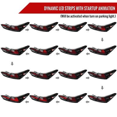 2018-2022 Toyota Camry LED Tail Lights Sequential Signal Lamps Jet Black/Clear