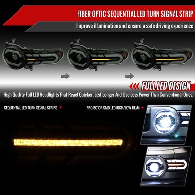 2007-2014 Toyota FJ Cruiser Full LED Projector Headlights LED Signal Smoke