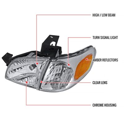 1997-2005 Chevy Venture Pontiac Montana/Trans Sport Crystal Headlights Chrome