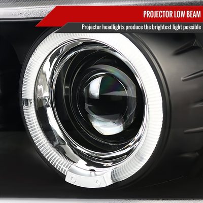 1996-2003 BMW E39 5 Series Dual Halo Projector Headlights Matte Black/Clear