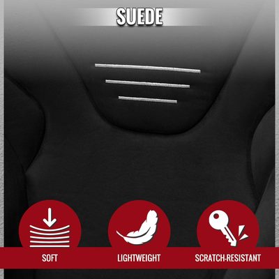 Universal Bucket Racing Seat Fiber Glass Black Suede Double Red Stitch