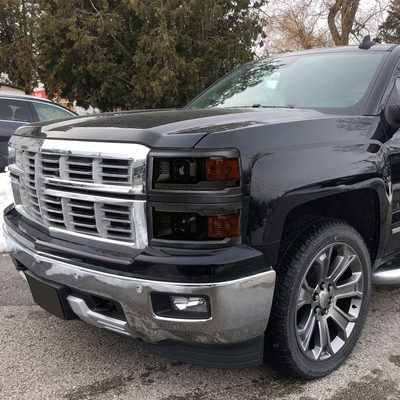 2014-2015 Chevy Silverado 1500 LED Bar Projector Headlights Smoke/Smoke Trim