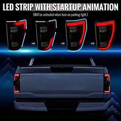 For Ford F-150 2021-2023 Full LED Tail Light Black Housing Smoked Lens