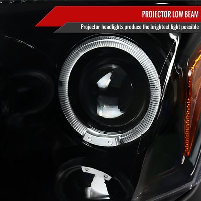2005-2007 Dodge Magnum Dual Halo Projector Headlights Jet Black/Clear Lens