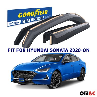 Goodyear Wind Deflectors for Hyundai Sonata 2020-2025 Shatterproof Smoke 4x