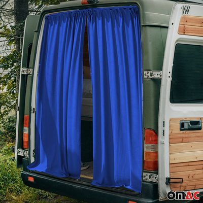 2016-2024 Mercedes Metris Trunk Tailgate Curtains Blue 2 Privacy Curtains