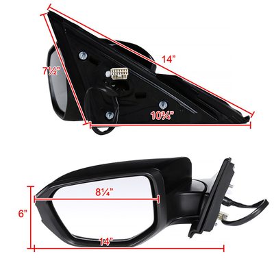 2016-2018 Honda Civic Glossy Black Adjustable & Heated Side Mirror Driver Side