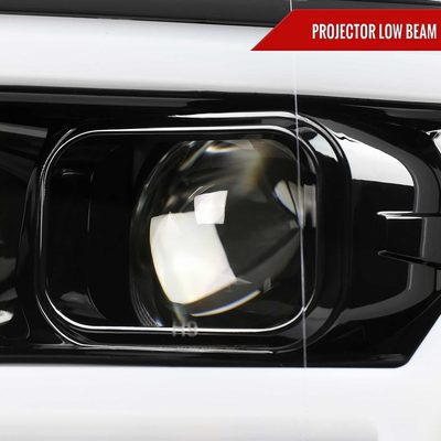 For Ford F-150 2018-2020 LED C Bar Projector Headlights Glossy Black Housing Clear Lens