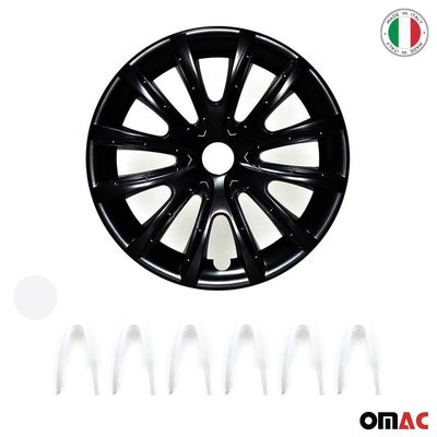 Bicolo Hub Caps Wheel Cover 15" Black Matt & White Full Set 4 pcs.