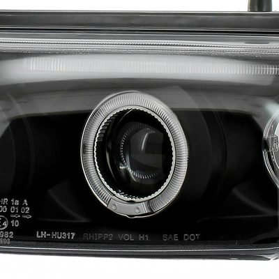 1997-2000 VW Passat Dual Halo Projector Headlights Matte Black/Clear Lens