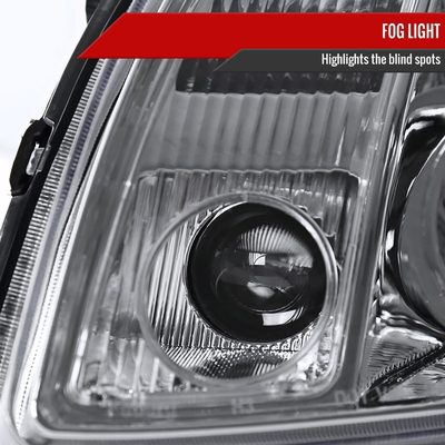 2004-2006 Nissan Maxima Projector Headlights w/ Amber Reflectors Chrome/Clear
